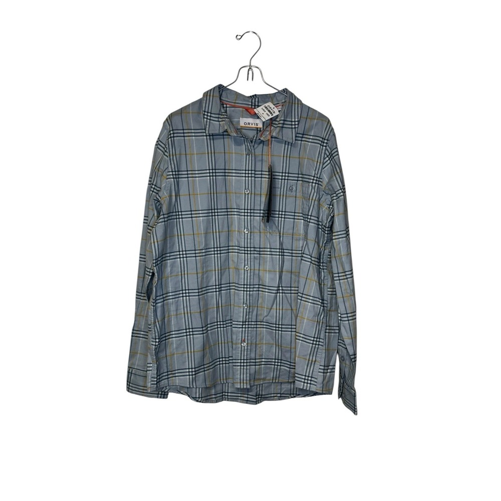 Orvis Men's Shirt Flat Creek Flannel‎ Plaid Button-Down Outdoor Blue Medium NWT